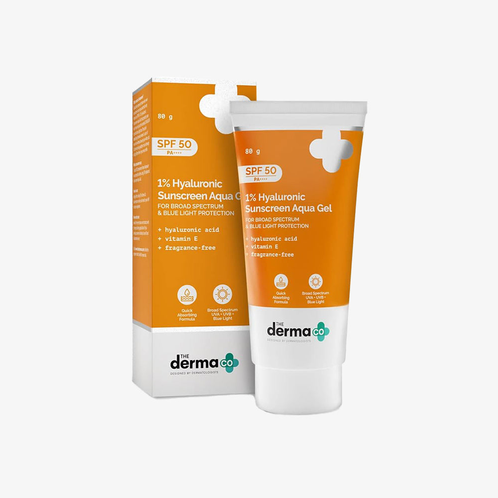 1% Hyaluronic Sunscreen SPF 50 Aqua Gel, PA++++, Lightweight, No white-cast for Broad Spectrum & Blue Light Protection for Oily, Dry, Acne-prone Skin