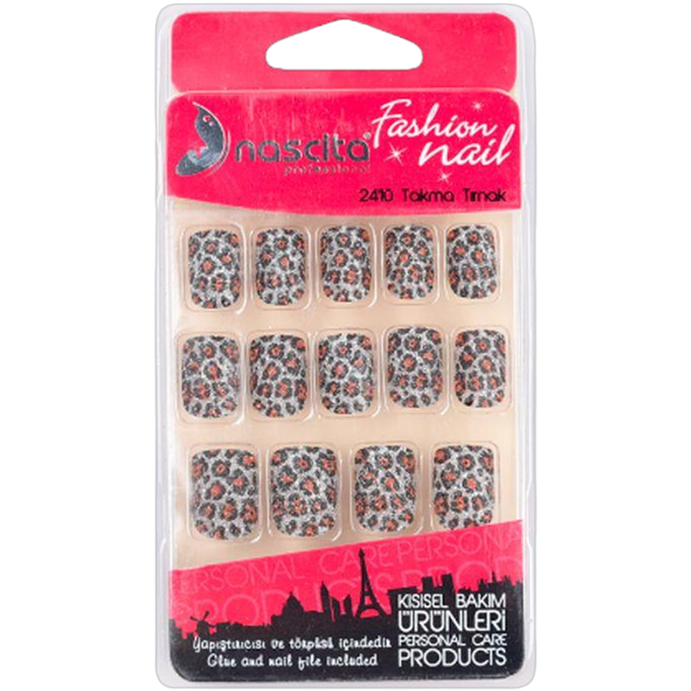 24 Pcs Leopard Patterned False Nails